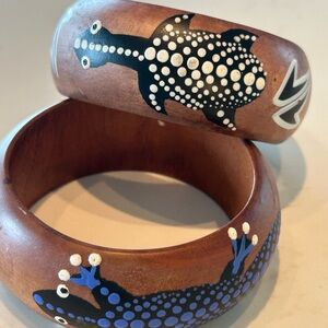 Handcrafted Wooden Bangles with Artistic Design